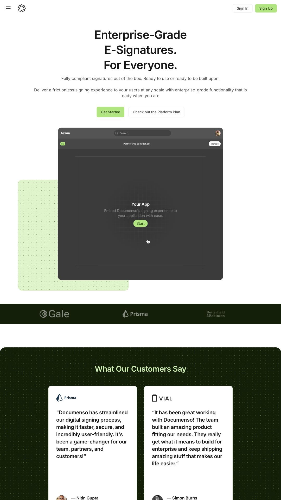 Documenso — official public product page captured on 2026-10-23