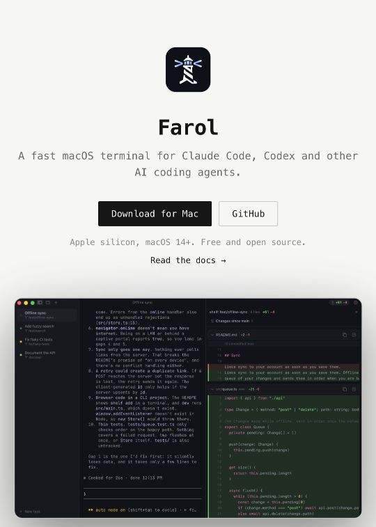 Farol — capture of its public source page, checked 2026-10-12