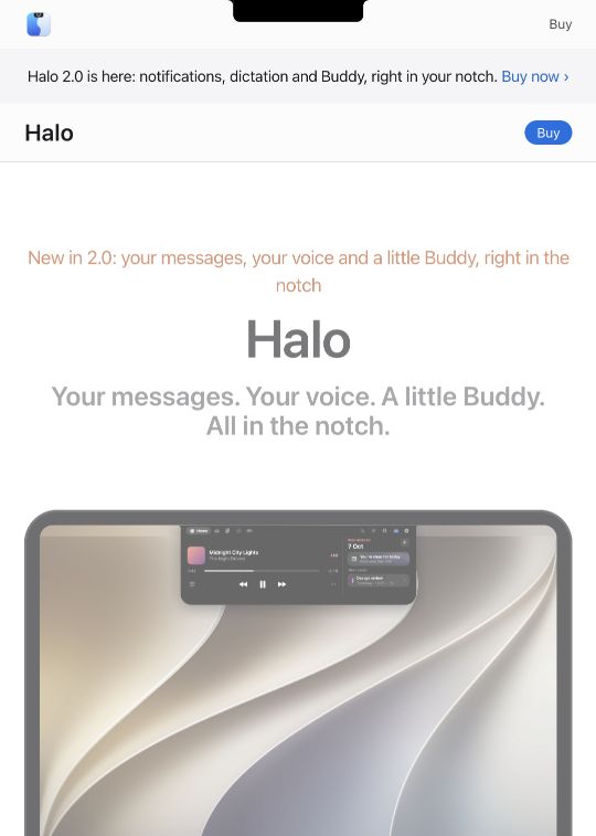 Halo — capture of its public source page, checked 2026-10-12