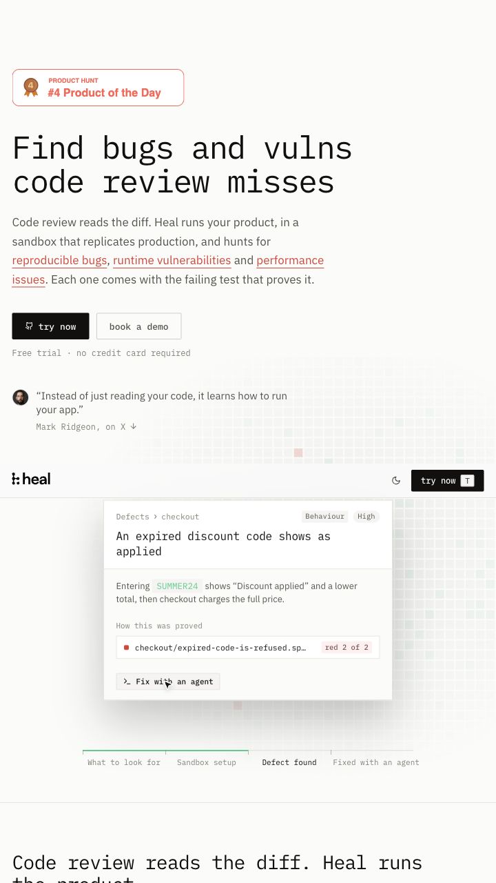 heal.dev — official public product page captured on 2026-10-23
